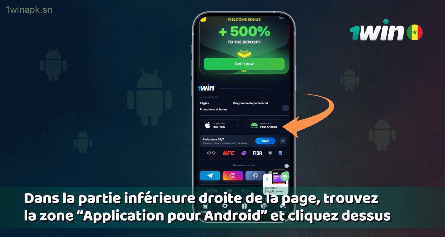 Procédure d'installation de l'application 1win sur un appareil Android au Sénégal