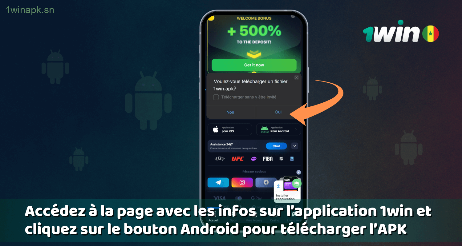 Guide d'installation de l'application 1win Sénégal pour Android