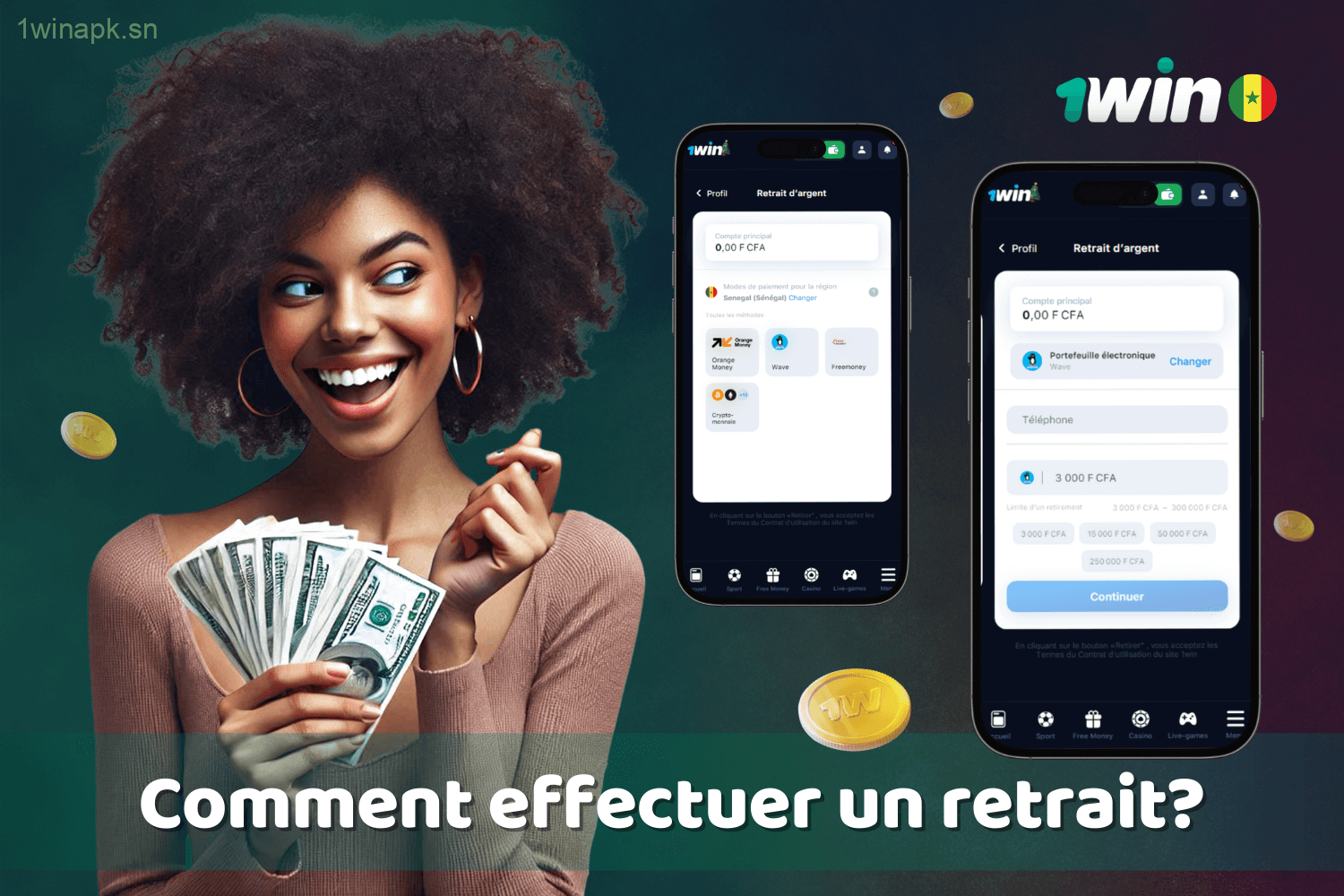 Procédure simple pour retirer vos gains via 1win au Sénégal