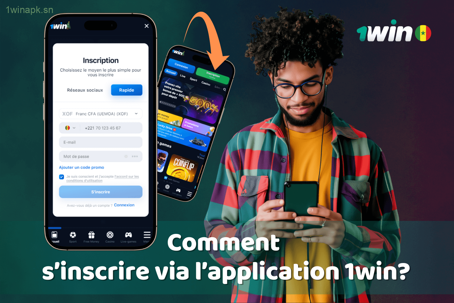 Étapes pour s’inscrire via l’application 1win au Sénégal