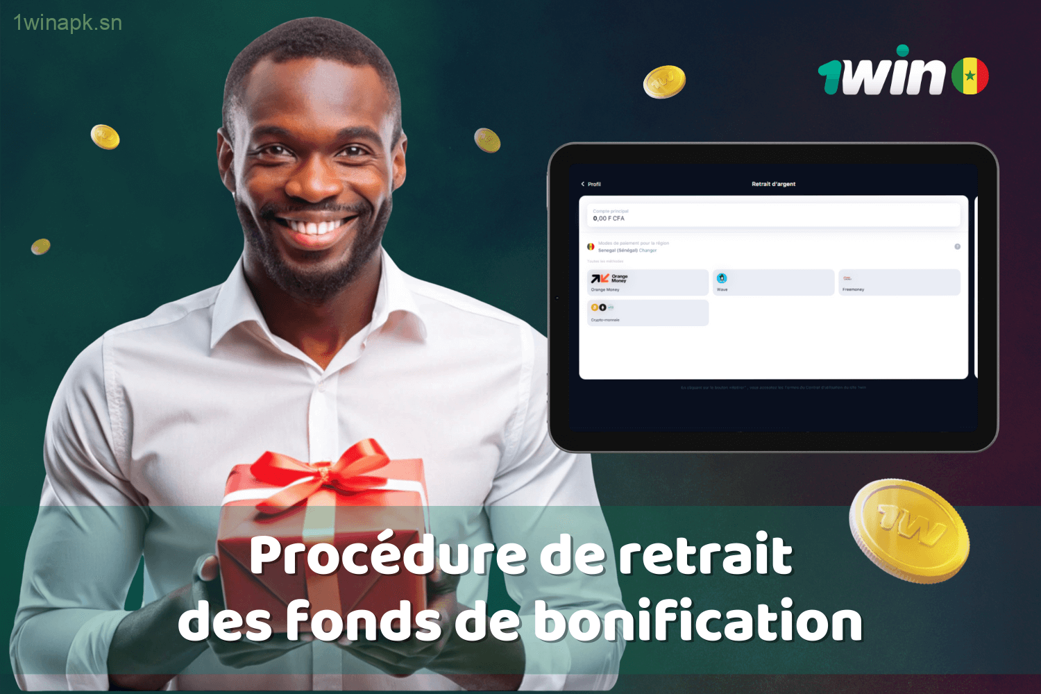 Étapes pour retirer les fonds liés aux bonus 1win au Sénégal