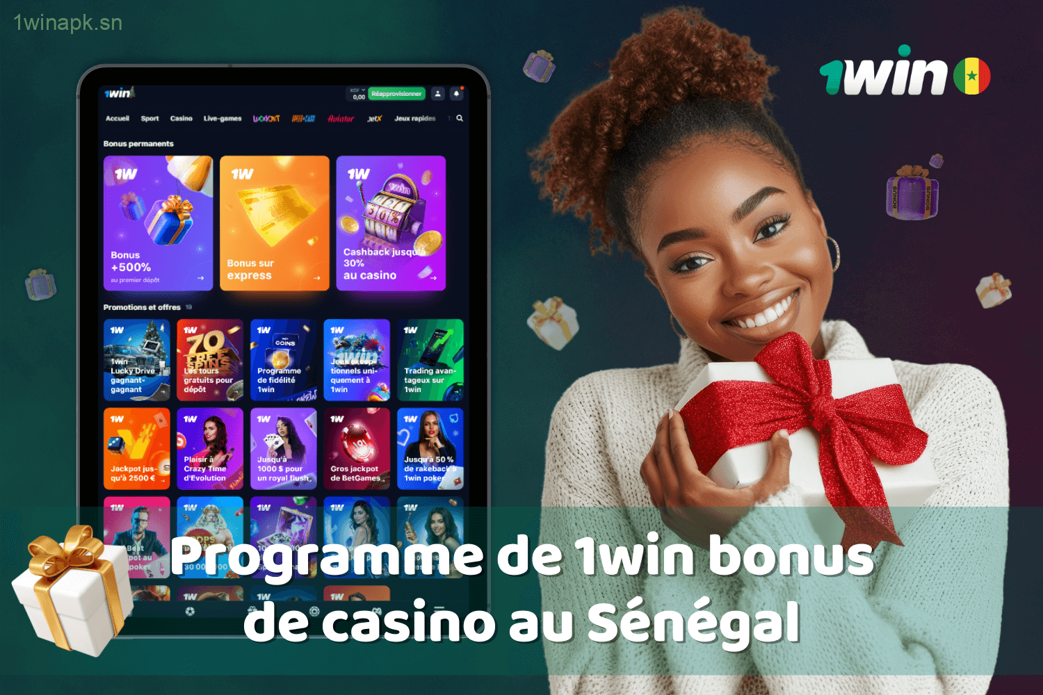 Programme de bonus de casino 1win pour les joueurs au Sénégal